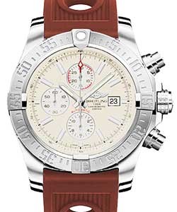 Super Avenger II Men's Automatic Chronograph in Steel On Bronze Ocean Rubber Strap with Silver Dial