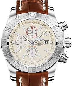 Super Avenger II Men's Automatic Chronograph in Steel On Gold Crocodile Strap with Silver Dial
