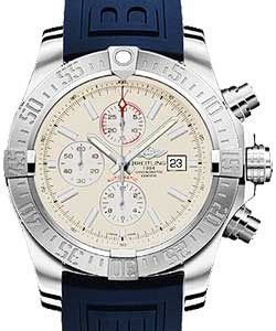 Super Avenger II Men's Automatic Chronograph in Steel On Blue Diver Pro III Rubber Strap - White Silver Dial