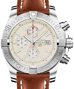Super Avenger II Men's Automatic Chronograph in Steel On Gold Leather Strap with Silver Dial