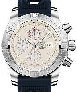 Super Avenger II Men's Automatic Chronograph in Steel On Blue Ocean Rubber Strap with Silver Dial