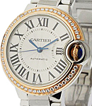 Ballon Bleu 33mm Steel and Rose Gold with Diamond Bezel On Steel Bracelet with Silver Dial