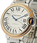 Ballon Bleu 36mm Steel and Rose Gold with Diamond Bezel On Steel Bracelet with Silver Dial
