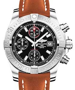 Avenger Mens 45mm Chronograph in Steel On Brown Leather Strap with Black Dial