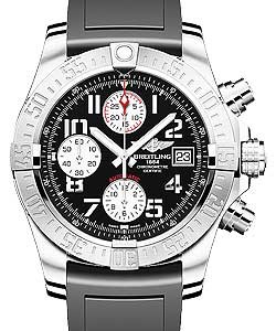Super Avenger II Chronograph in Steel On Black Rubber Strap with Black Dial