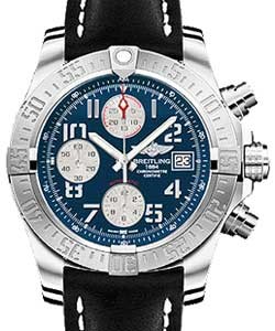 Avenger II GMT Men's Automatic in Steel On Black Leather Strap with Blue Arabic Dial