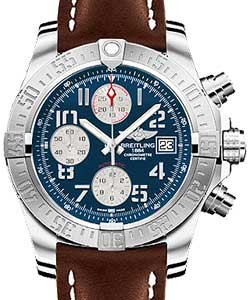 Avenger II GMT Men's Automatic in Steel On Brown Leather Strap with Blue Arabic Dial