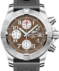 Super Avenger II Chronograph in Steel on Black Ocean Rubber Strap with Grey Dial - White Subdials