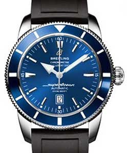 Superocean Heritage 46mm Mens in Steel On Black Rubber Strap with Blue Dial