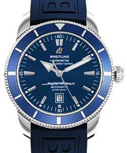 Superocean Heritage in Steel with Blue Bezel on Blue Pro Diver III Rubber Strap with Blue Dial
