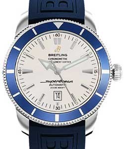 Superocean Heritage in Steel with Blue Bezel on Blue Rubber Strap with Silver Dial