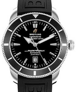Superocean Heritage in Steel with Black Bezel on Black Rubber Strap with Black Dial