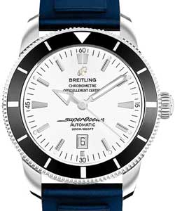 Superocean Heritage 46mm Mens in Steel On Blue Rubber Strap with Silver Dial