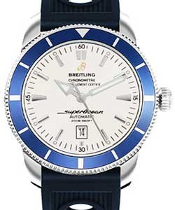 Superocean Heritage 42 Automatic in Steel Blue Ocean Rubber Strap with Stratus Silver Dial 