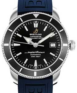 Superocean Heritage 42mm Chronograph Mens in Steel Blue Diver Pro III Rubber Strap with Black Dial