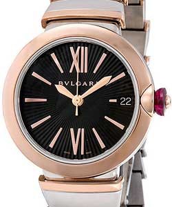 Lucea Automatic 33mm in Steel and Rose Gold on Two Tone Bracelet with Black Guilloche Dial