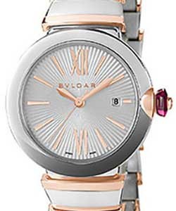 Lucea Automatic 33mm in Steel and Rose Gold on Two Tone Bracelet with Silver Guilloche Dial
