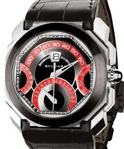 Octo Quadri-Retro World - Limited to 50 pcs Steel with Ceramic Bezel - Black and Red Dial
