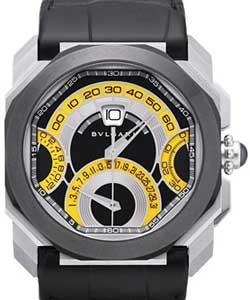Octo Quadri-Retro World - Limited to 50 pcs Steel with Ceramic Bezel - Black and Yellow Dial