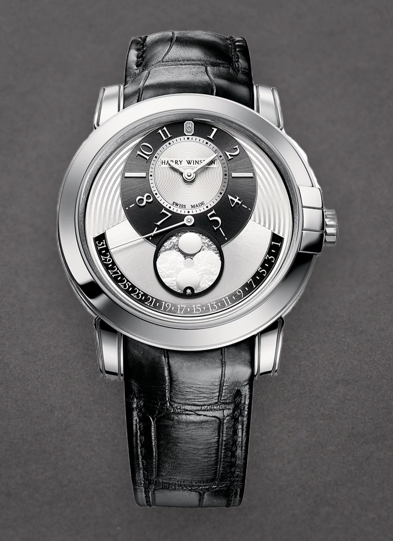 Harry Winston Midnight Moon Phase Automatic in White Gold