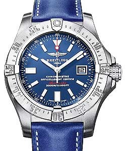 Avenger Seawolf Mens 45.4mm Automatic  in Steel  on Blue Leather Strap with Blue Dial