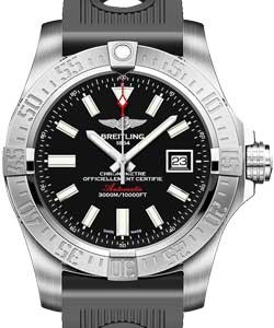 Avenger II Seawolf Automatic Chronometer in Steel  On Black Ocean Rubber Strap with Black Dial
