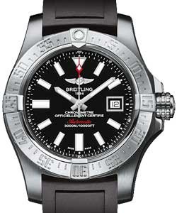 Avenger II Seawolf Automatic Chronometer in Steel  On Black Rubber Strap with Black Dial