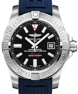 Avenger II Seawolf Automatic Chronometer in Steel  On Blue Diver Pro III Rubber Strap with Black Dial