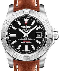 Avenger II Seawolf Automatic Chronometer in Steel  On Gold Leather Strap with Black Dial