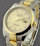 Datejust 36mm in Steel with Yellow Gold Smooth Bezel on Oyster Bracelet with Champagne Stick Dial