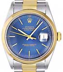 Datejust 36mm in 2-Tone on Oyster Bracelet with Blue Stick Dial