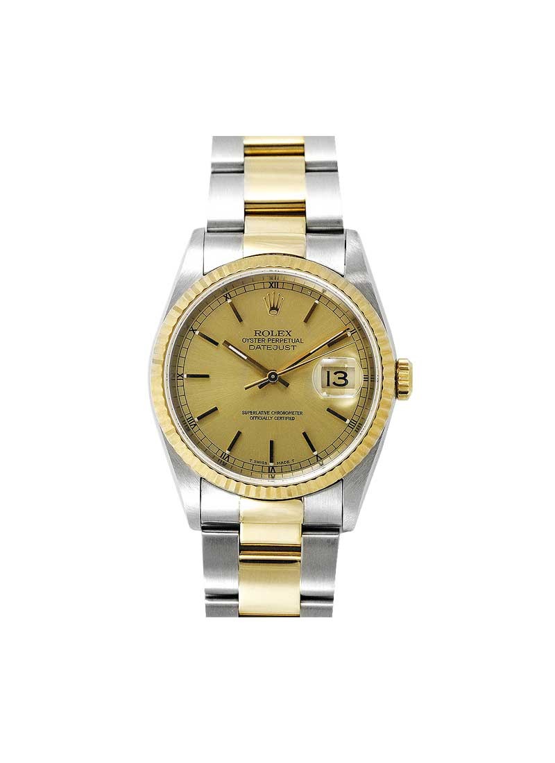 Pre-Owned Rolex Men's Datejust 36mm in Steel with Yellow Gold Fluted Bezel