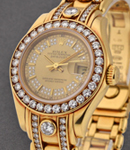 Masterpiece with Yellow Gold 32 Diamond Bezel on Pearlmaster Diamond Bracelet with Champagne Myriad Pave Diamond Dial