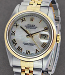 Men's Datejust 36mm 2-Tone with Domed Bezel on Jubilee Bracelet with Mother of Pearl Roman Dial