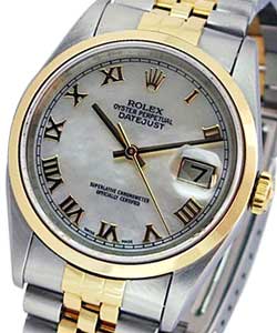 Men's Datejust 36mm 2-Tone with Domed Bezel on Jubilee Bracelet with Mother of Pearl Roman Dial