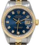 Datejust Ladys 26mm in Steel with Yellow Gold Fluted Bezel on Jubilee Bracelet with Blue Diamond Dial