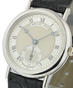 Breguet 3210 White Gold Time 33mm Automatic in White Gold On Black Alligator Leather Strap with Silver Dial