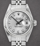 Datejust Lady 26mm in Steel with Fluted Bezel On Steel Jubilee Bracelet with Silver Diamond Dial