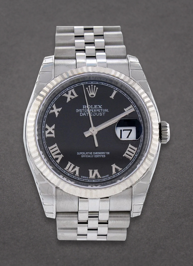 Pre-Owned Rolex Datejust 36mm with White Gold Fluted Bezel