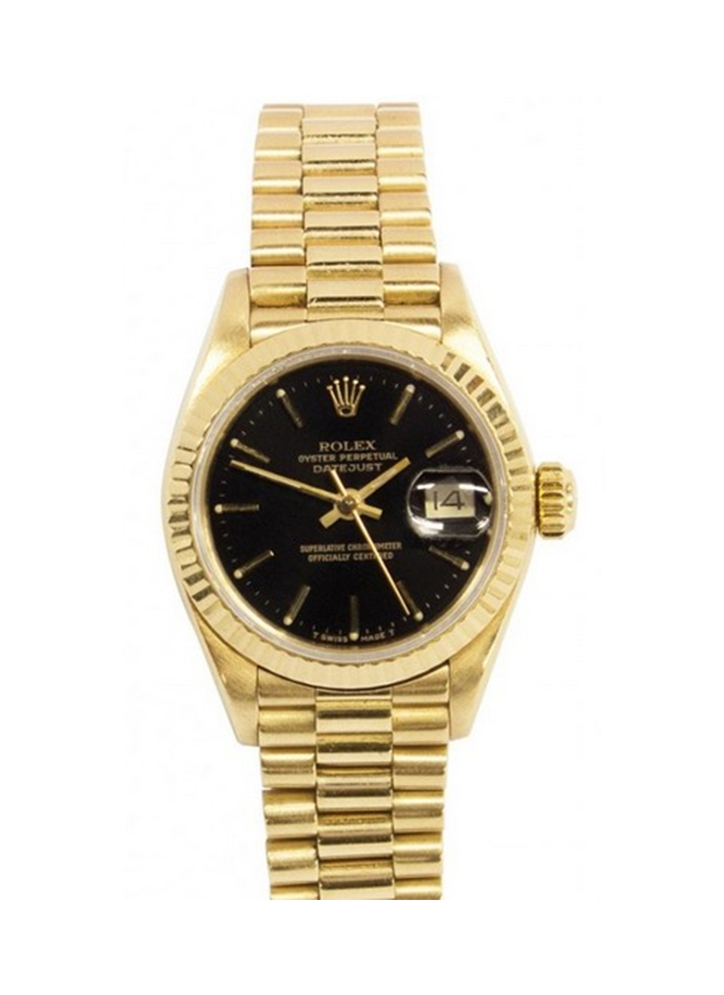 Pre-Owned Rolex Datejust Ladies President in Yellow Gold with Fluted Bezel