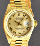 President 26mm in Yellow Gold with Fluted Bezel on President Bracelet with Champagne Roman Dial