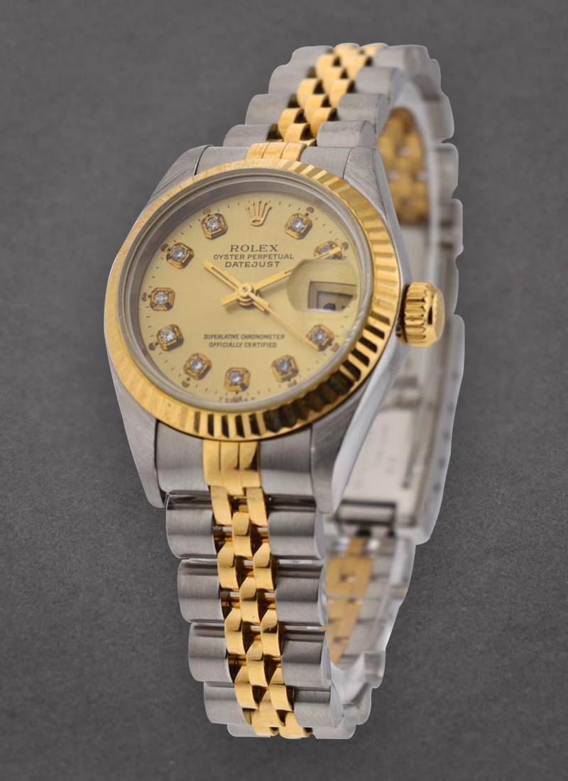 Pre-Owned Rolex Ladys 2-Tone Datejust in Steel with Yellow Gold Fluted Bezel