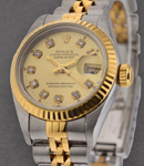 Ladys 2-Tone Datejust in Steel with Yellow Gold Fluted Bezel on Steel and Yellow Gold Jubilee Bracelet with Champagne Diamond Dial