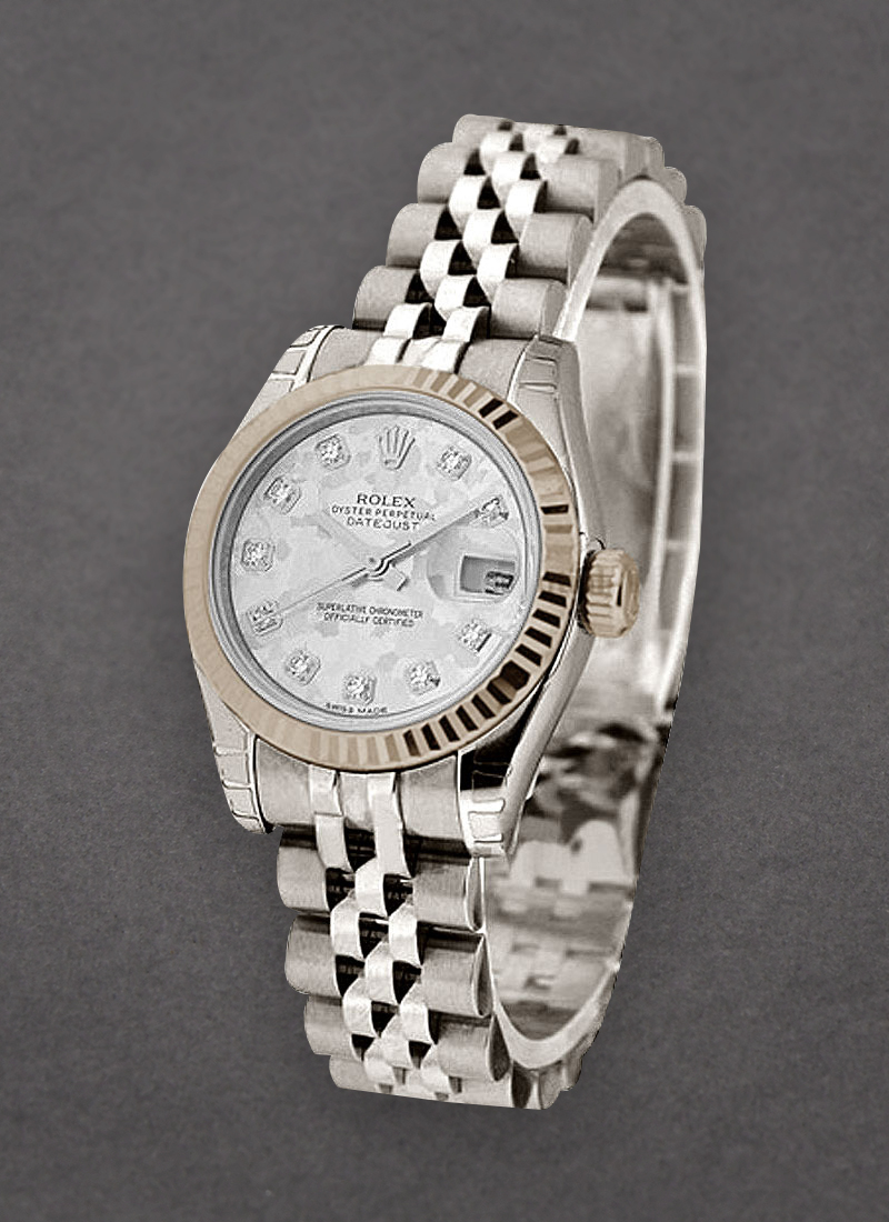 Pre-Owned Rolex Lady's Datejust in Steel with White Gold Fluted Bezel