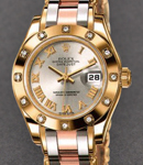 Masterpiece Lady's Tridor with 12 Diamond Bezel on Tridor Pearlmaster Bracelet with Slate Silver Roman Dial