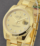 President 31mm Mid Size  in Yellow Gold with Fluted Bezel on Yellow Gold Oyster Bracelet with Champagne Diamond Dial