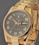 Presidential - Rose Gold - Flute Bezel - 36mm on Oyster Bracelet with Brown Wave Dial