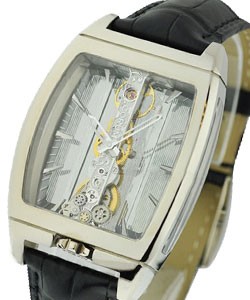 Golden Bridge in White Gold on Black Alligator Leather Strap With Transparent Smoke Dial