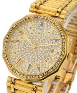 Admiral's Cup in Yellow Gold with Diamond Bezel on Yellow Gold Bracelet with Pave Diamond Dial