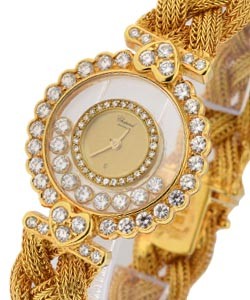 Happy Diamonds with Unique Weave Rope Bracelet Yellow Gold with Diamond Lugs, Bezel and Dial 